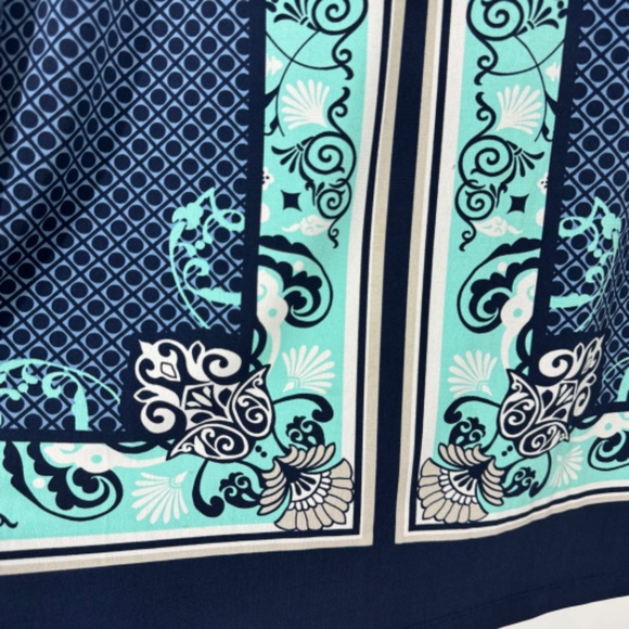 JM Collection Women’s Size Large Blue Green Floral Print Boat Neck Pullover Top - Picture 3 of 8